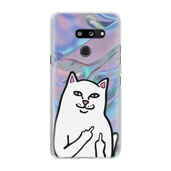 01 Мило популярным средний палец кошка телефонные чехлы для LG G7 G8 ThinQ G5 G6 V30 V40 V50 ThinQ Q6 Q7 жесткий поликарбонатный чехол-крышка - Цвет: 01