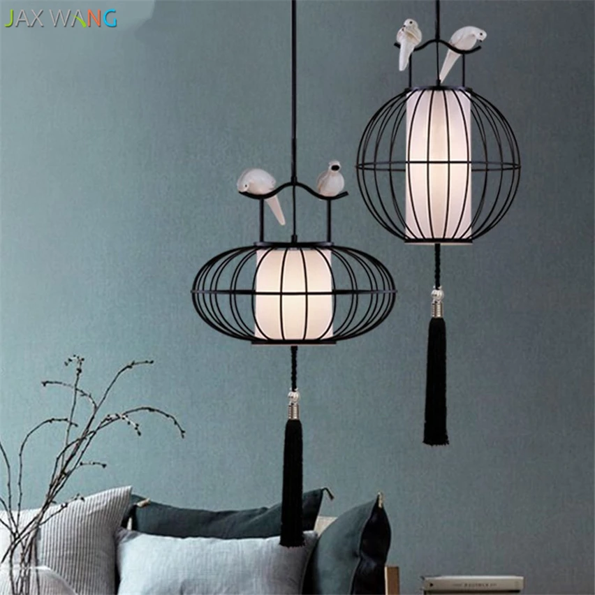 Chinese Style Creative Bird Cage Pendant Lights Iron Hanging Lamp Lantern Lamps for Living Room Restaurant Cafe Indoor Lighting | Лампы и