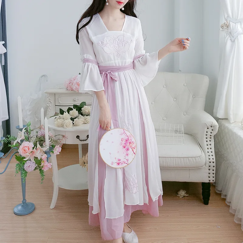 Новое модное женское платье Hanfu платья в китайском стиле платье с вышивкой