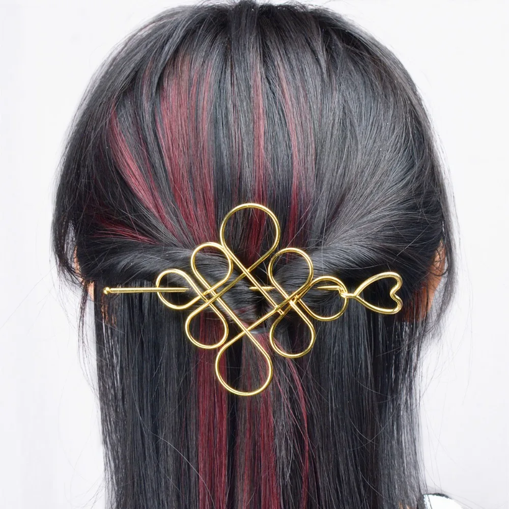 Заколки для волос с узлом женские элегантные винтажные золотистые заколки