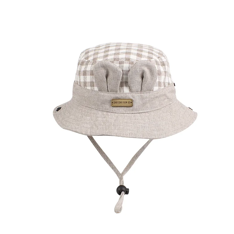 Клетчатая детская шапка для девочек с широкими полями Детская Солнцезащитная