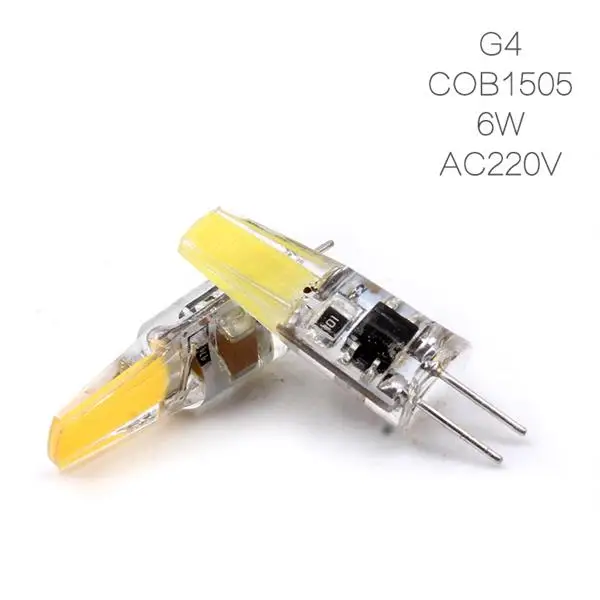 G4 1505 AC220V 6W AC DC 12V G4 Светодиодная лампа “Кукуруза” лампочка Коб 1505 AC 220V SMD 3014 G4 светодиодный светильник 360 градусов угол луча Точечный светильник лампы - Испускаемый цвет: G4 1505 AC220V 6W