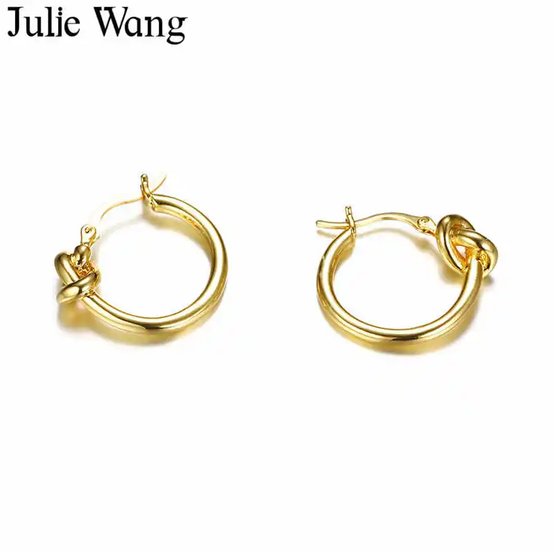 Женские серьги кольца Julie Wang из нержавеющей стали золотистые/Серебристые клипсы