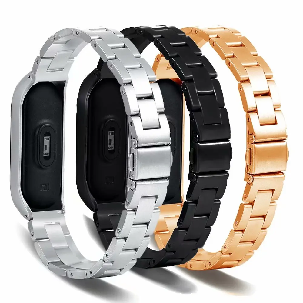 Сменный Браслет AKBNSTED из нержавеющей стали для часов Xiaomi Mi band 3 ремешок наручных