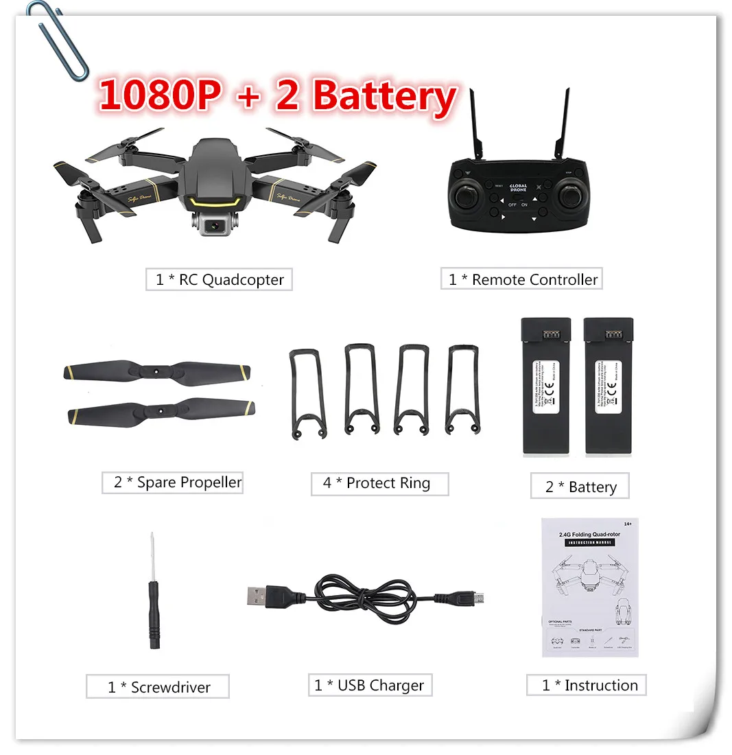 2 Battery GW89 Wi-Fi FPV Радиоуправляемый Дрон с камерой 1080P HD жесты Фото Видео высота удержания складной Радиоуправляемый квадрокоптер Дрон для начинающих VS E58 - Цвет: 2 Battery