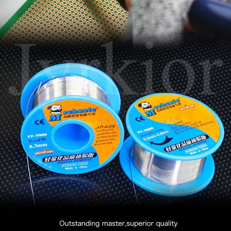 

Mechanic PCB Board Tin lead Rosin Core Solder Wire 0.2mm 0.3mm 0.4mm 0.5mm 0.6mm 0.8mm 40g 2% Flux Reel Welding line