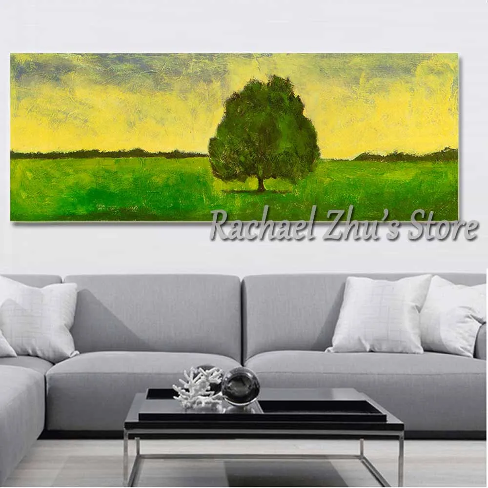 

Large Size Hand Painted Abstract Tree Grassland Oil Painting On Canvas Landscape Wall Picture Living Room Home Wall Art Decor