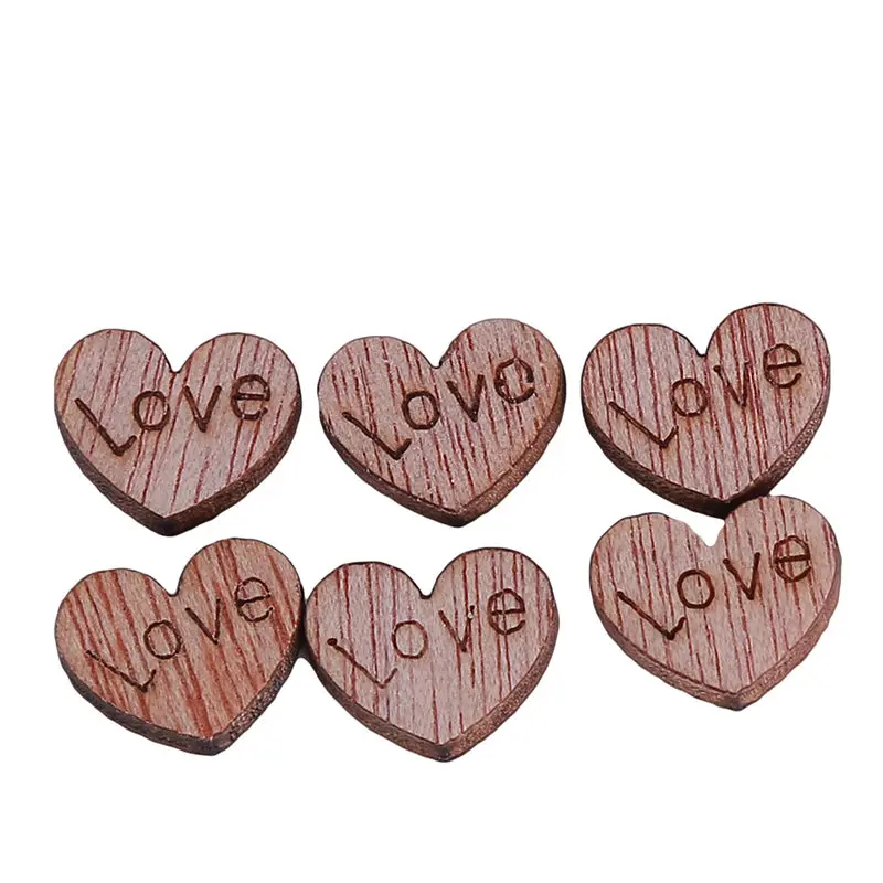 100 шт. деревянные пуговицы в форме сердца|Пуговицы| |