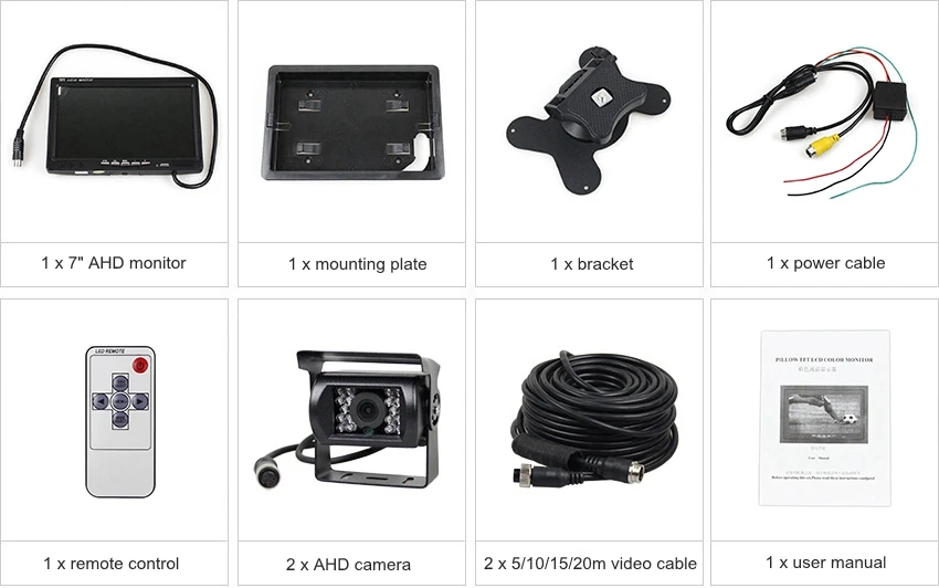 DIYKIT AHD 7 дюймов TFT ЖК-дисплей автомобильный монитор заднего вида монитор 2 x Водонепроницаемый ИК Ночное видение 960 P AHD Камера для автобус