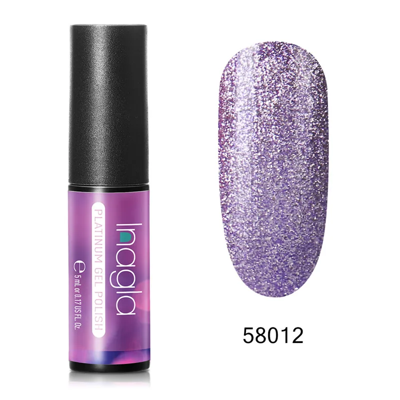 Inagla 5 мл Платиновый Гель лак для ногтей Полупостоянный УФ гель Bling Color Gellak Top Coat