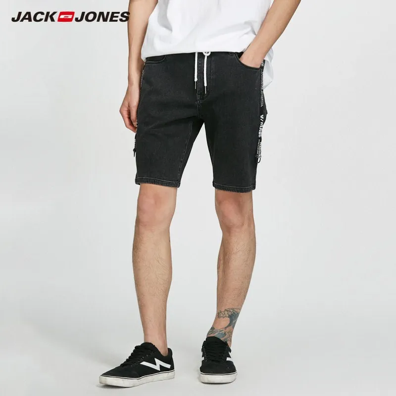 JackJones мужские эластичные облегающие черные джинсовые шорты с завязками и