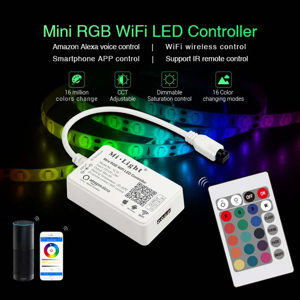 Milight YL1S/YL2S RGB RGBW мини WiFi светодиодный смарт контроллер света DC12 24V ИК пульт 4G