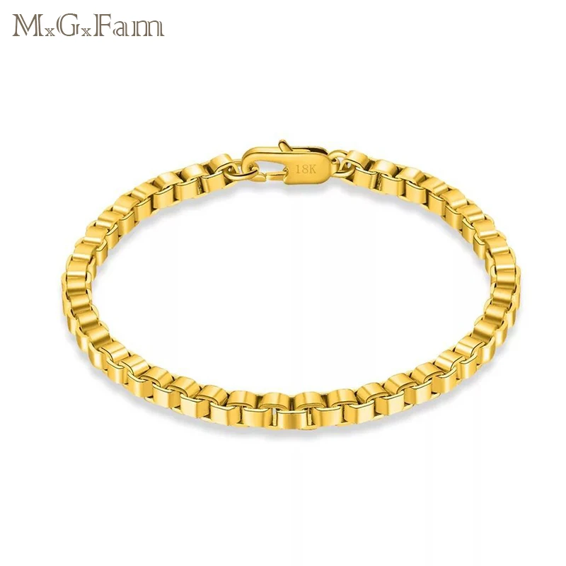 MGFam (19 см * 4 мм) коробки браслет ювелирные изделия для мужчин штамп 18 k желтого