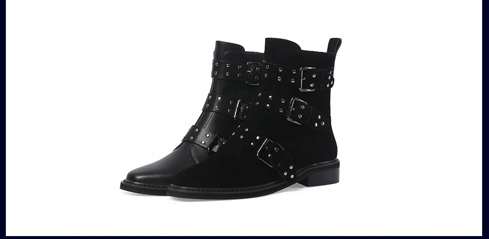 SOPHITINA New Fashion Genuine Leather Square Heel Women Boots Casual Outside Med Heel Shoes Basic Solid Ladies Ankle Boots SO224