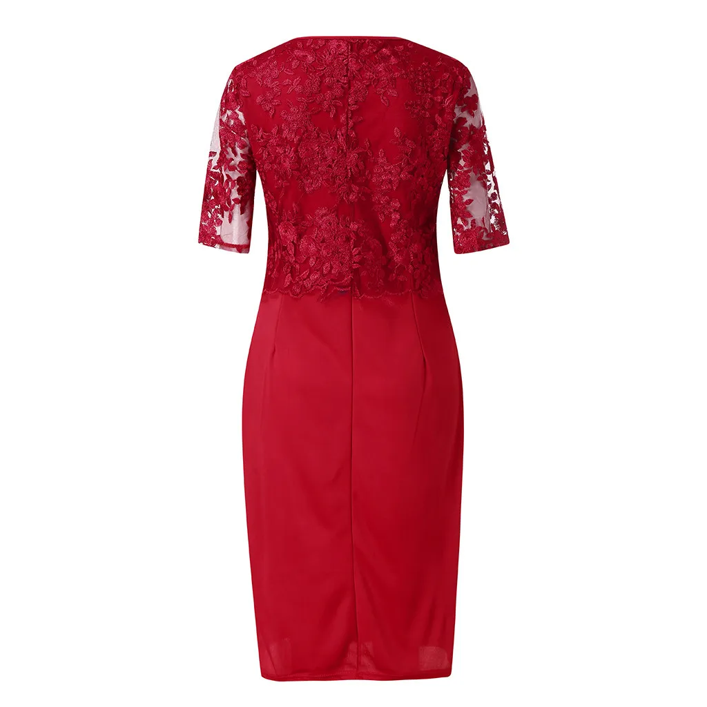 Women Dress Vestidos Verano Fashion Lace Elegant Mother Of Bride Knee Length Clothes Vetement Femme | Женская одежда