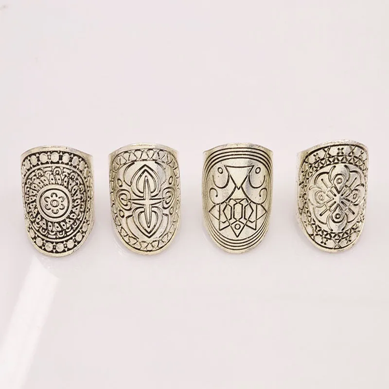 Винтаж ювелирные изделия античное серебро Цвет огромный характер палец кольцо 1