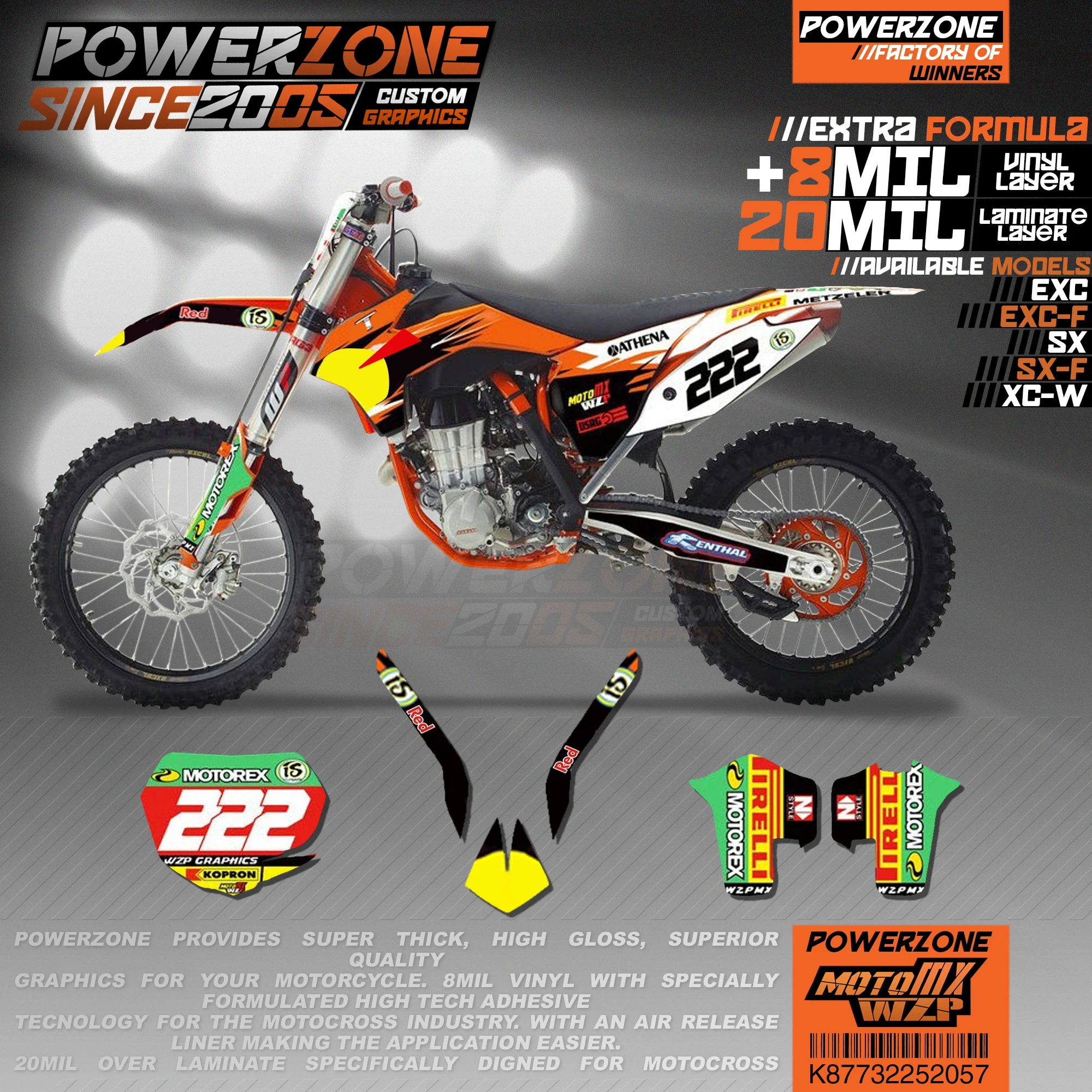 PowerZone пользовательские команды графики фоны наклейки 3m Набор для KTM SXF MX EXC XCW Enduro