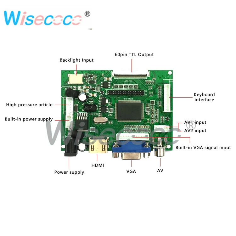 Разрешение экрана 7 0 дюйма 800x480 TFT LCD 60 контактный с пультом дистанционного
