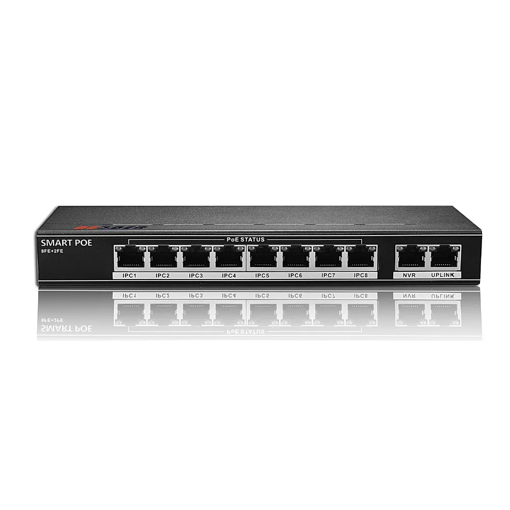 BESDER 802.3af/at 8CH POE коммутатор 10 портов 10/100 Мбит/с CCTV переключатель 250 передача сигнала