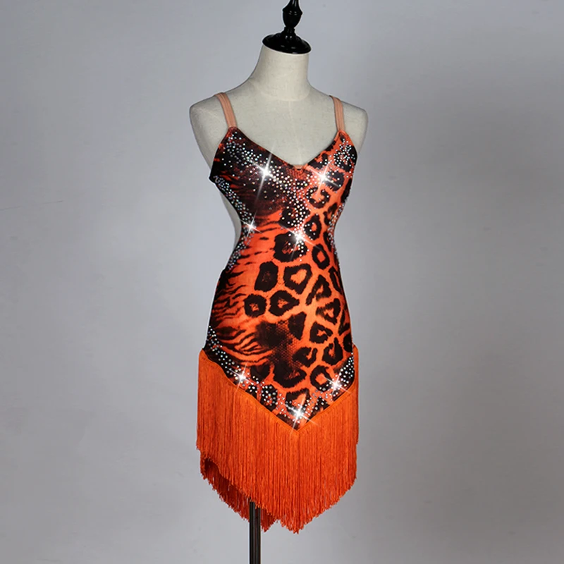 

leopard tassel women latin dress latin dance costumes for women latin salsa dress for dance competition dance wear samba dress