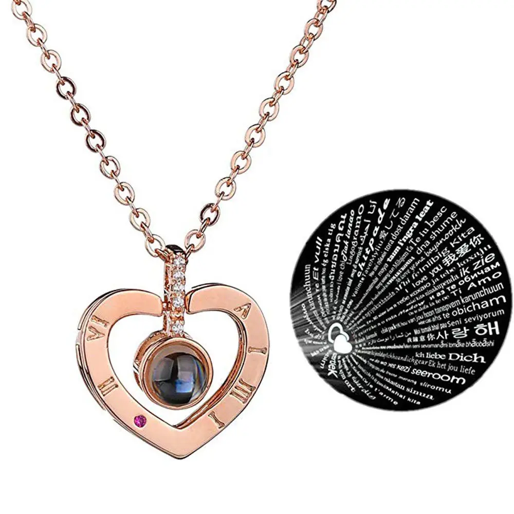 100 языков ожерелье с подвеской в форме сердца романтическая память о любви