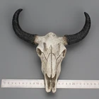 Длинный Рог корова череп настенный висящий Longhorn Steer 3D креативная скульптура животного домашняя Смола Бык Рог фигурки ремесло украшения