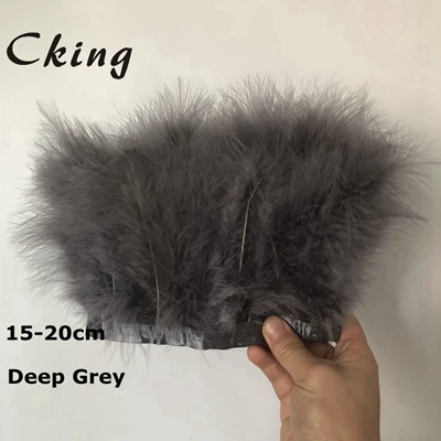 deep grey 10 метров в длину 15-20 см индейка перья марабу отделка шитье цветные мухи завязывание перо для продажи ремесло украшения центральные украшения свадьбы - Цвет: deep grey