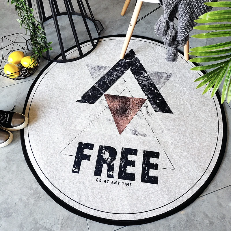 Черно белые в скандинавском стиле ковер минималистичный стиль геометрия круглый