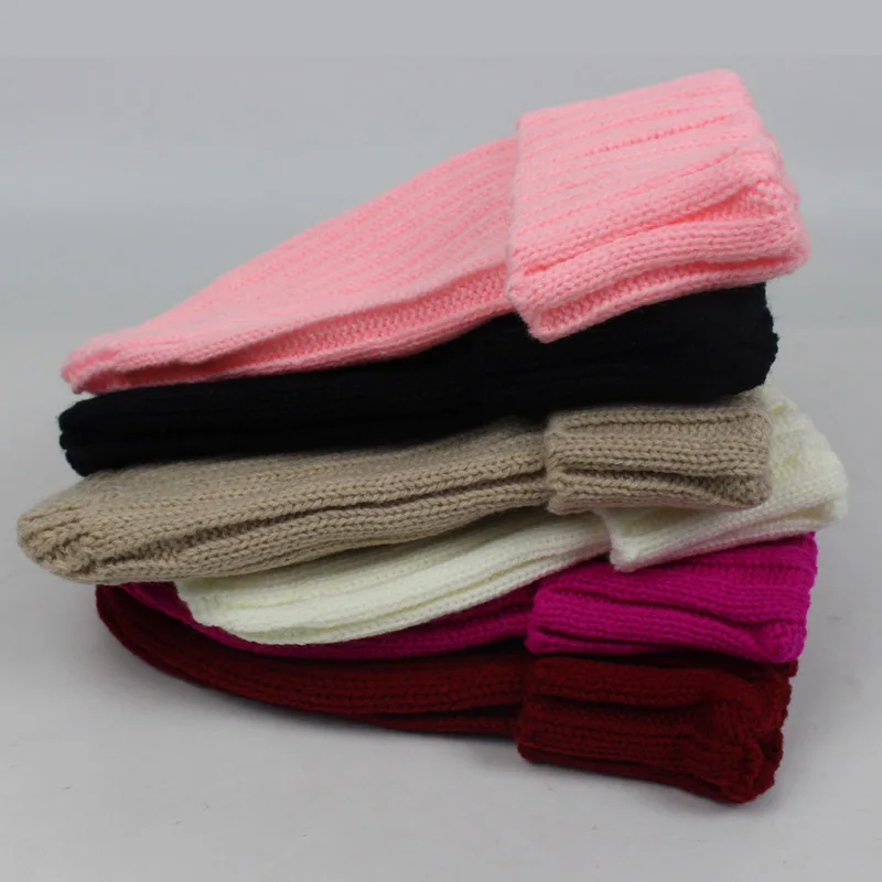 Зимние шапки для мужчин и женщин вязаные в полоску одноцветные девочек брендовая