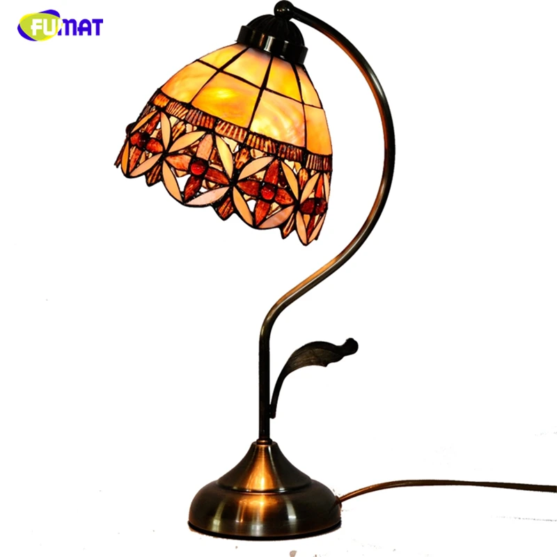 

FUMAT 7" Floral Natural Shell Table Lamps European Style Hand-made Art Light For Living Room Bed Room Bar Desk Tiffany Lamps