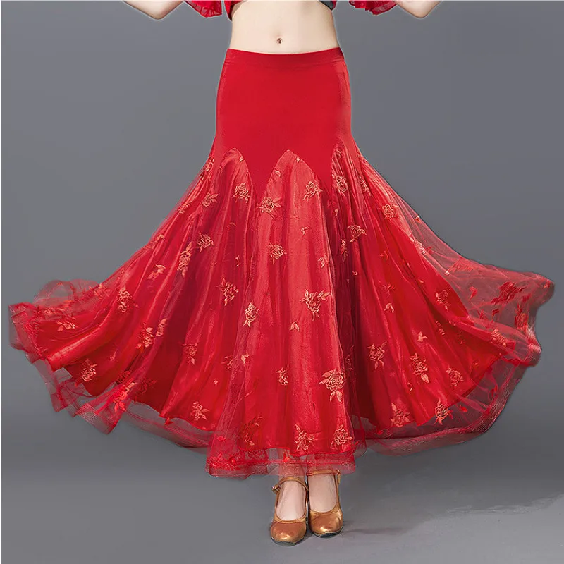 

Lady Ballroom Dancing Skirt Dance Articles Adult Ladies Modern Social Dance Suit Practice Show Half-length Dresses D0812