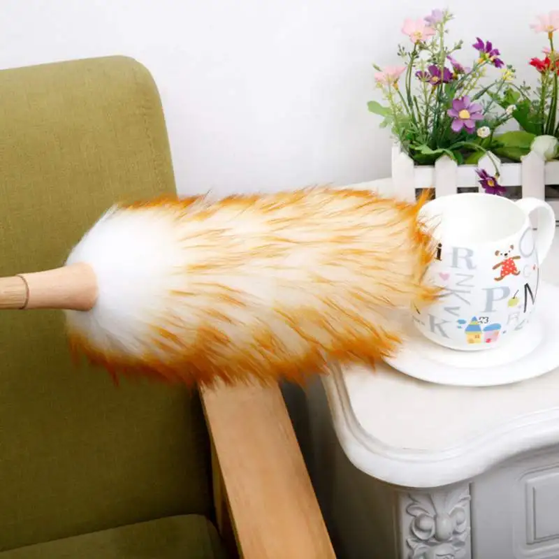 Из Мягкой Шерсти Duster верный Стиль полка гостиная Настольный пылесос 20-дюймовый бытовая из овечьей шерсти шерстяная тряпка для вытирания пыли с деревянной ручкой милые происхождение