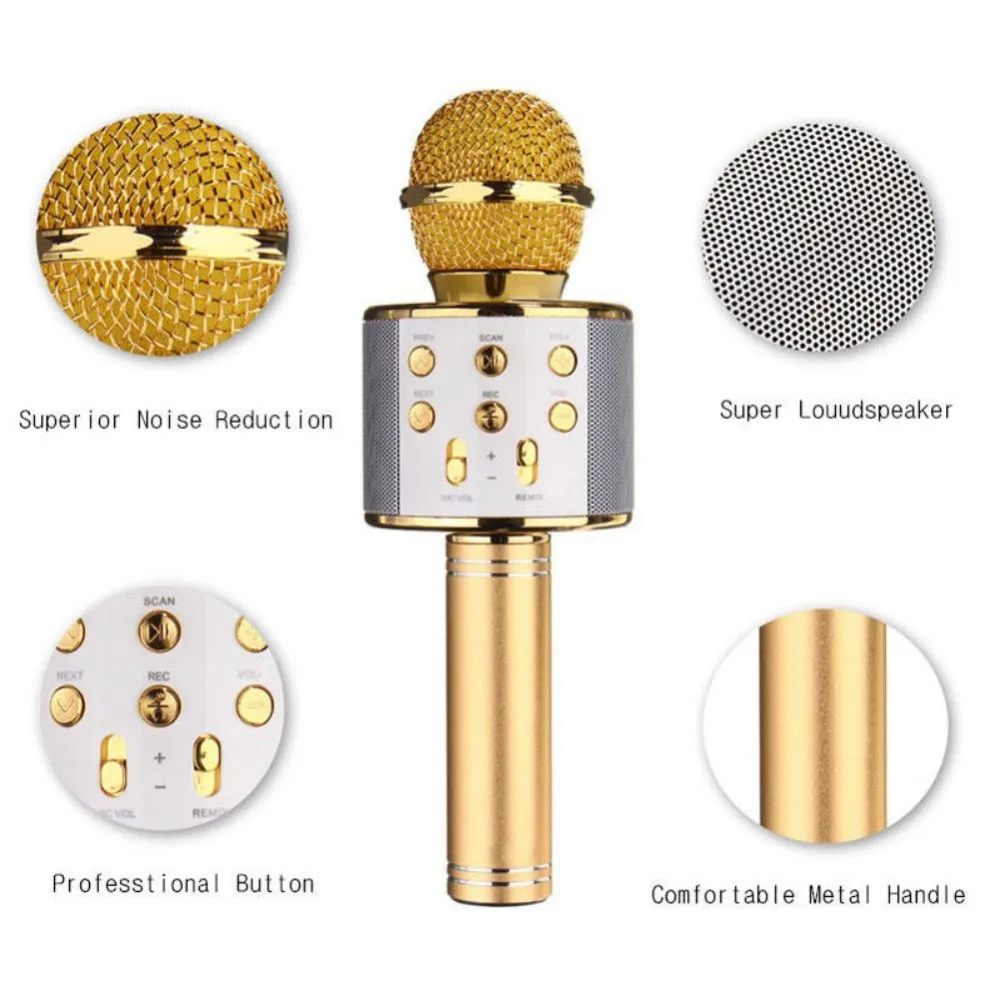 Беспроводной Bluetooth WS 858 Караоке ручной микрофон Mic Динамик Запись музыки