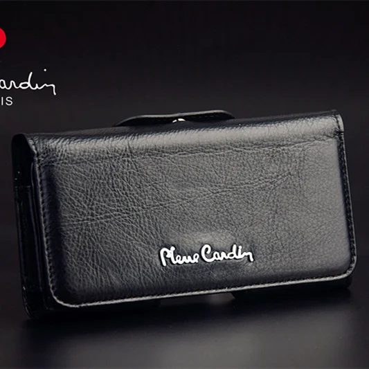 Black Pierre Cardin натуральная кожа для Apple iPhone 11 Pro Max Зажим для ремня чехол для Apple iPhone XR XS Max сумка для телефона чехол для сотового телефона - Цвет: Black
