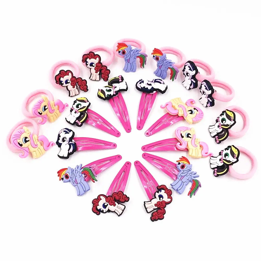 

10Pcs Cartoon Girls Cute Hair Clips Kids Elastic Hair bands Hair Accessories Children Hair pins Headwear Rubber Hairbands