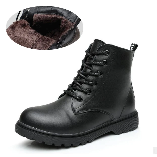 Ankle Black plush Новинка года; осенние детские кожаные ботильоны; ботинки в байкерском стиле из натуральной кожи; обувь для мальчиков и девочек; зимние детские ботинки; 04 - Цвет: Ankle Black plush