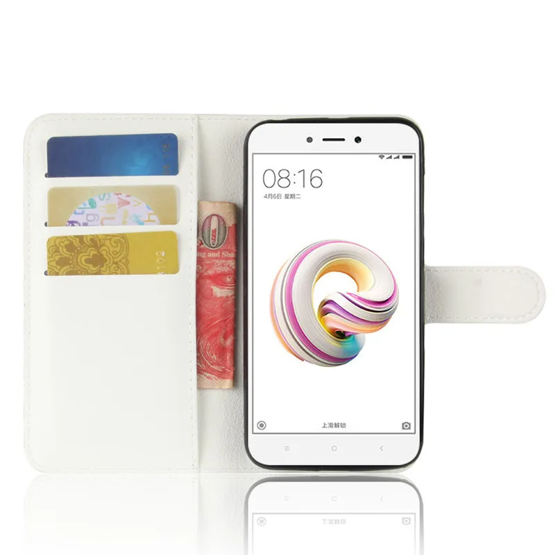 Чехол для Xiomi Xiaomi Redmi 5A, простой кожаный чехол в полоску личи на RedMi 5 A, флип-чехол с отделениями для карт, подставка, чехол для телефона s