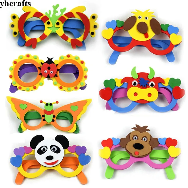 

7PCS/LOT.DIY foam cartoon glasses craft kits Model building Kits Kindergarten crafts Early learning toys Adult DIY Kids toys