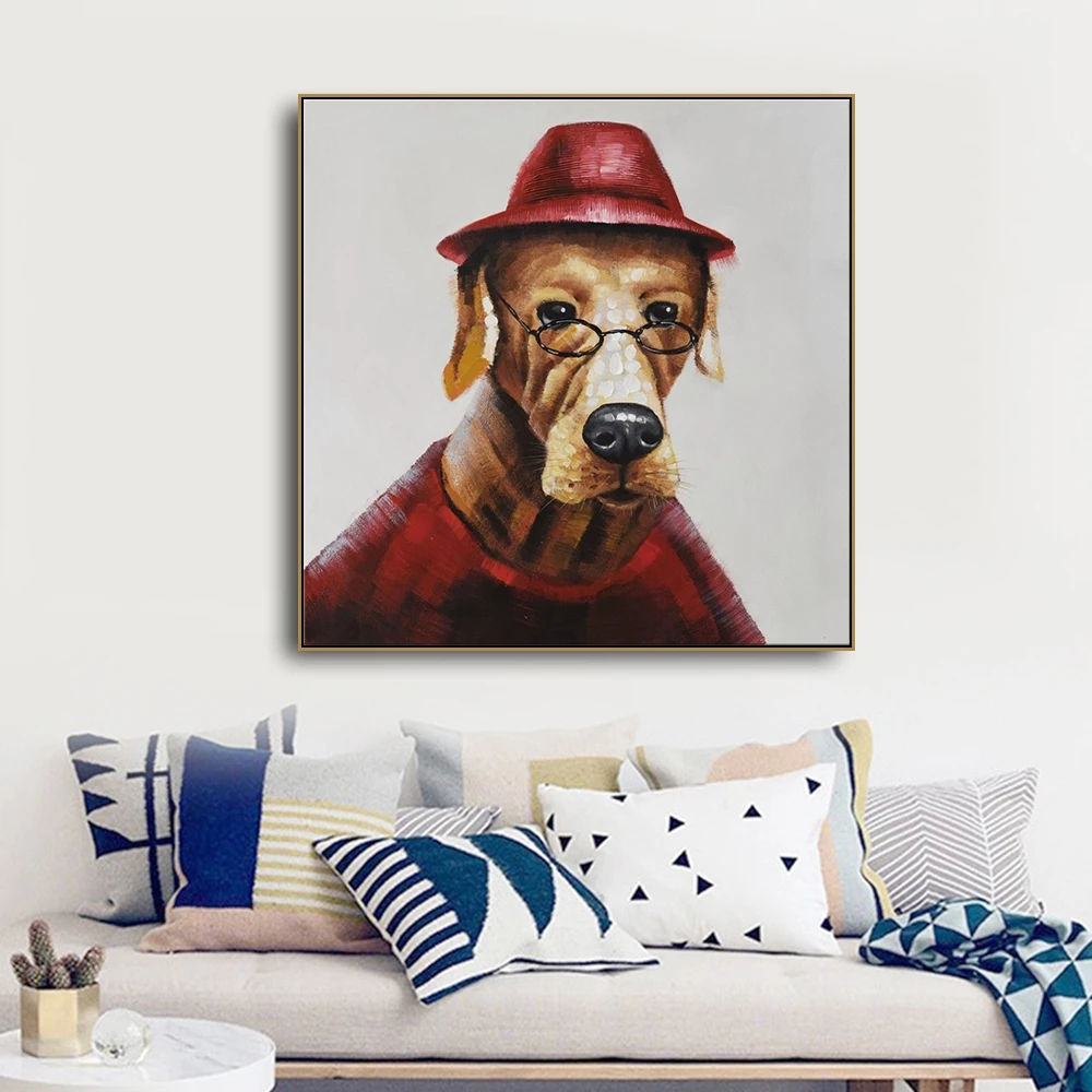 

Dog Wearing Glasses Poster Canvas Painting Animal Print Nursery Wall Art Decor Pictures for Living Room Kids Room Decoration