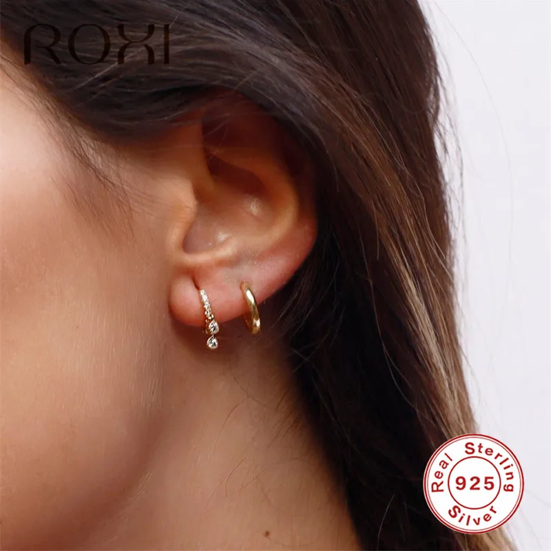 Серьги-кольца женские из серебра 925 пробы с фианитами | Украшения и аксессуары