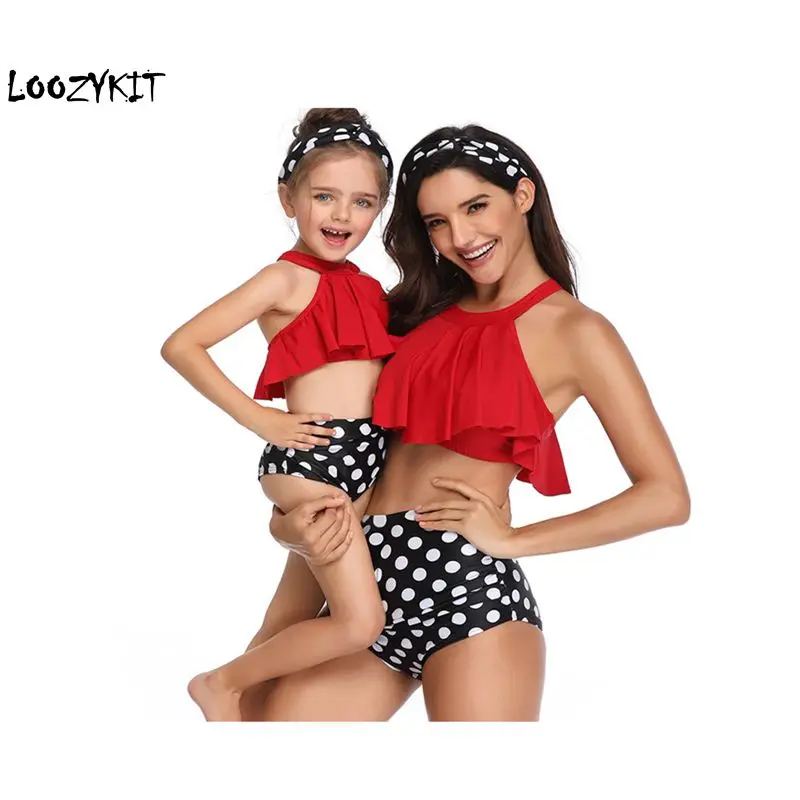 Комплект купальников для мамы и ребенка одежда одинаковые комплекты