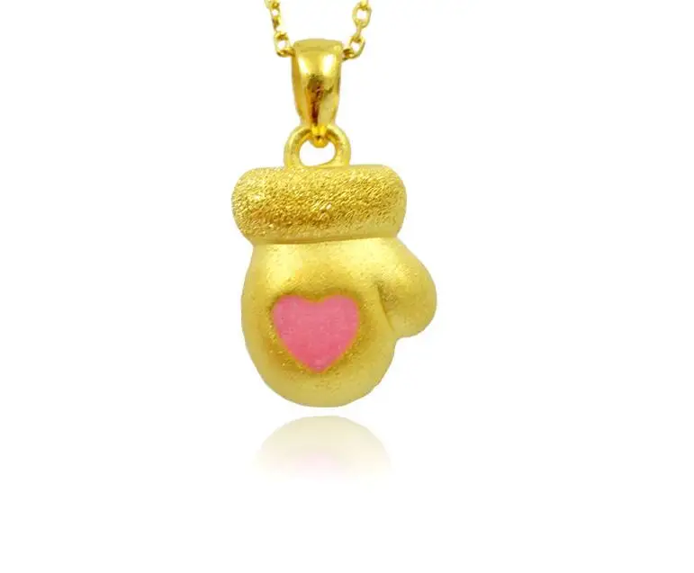

Pure 24k Yellow Gold 3D Christmas Gift Bless Glove BABY Pendant
