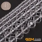 Граненые бусины из чистого белого кварца класса AAA, на выбор, бусины из натурального камня сделай сам размером 4-12 мм для изготовления ювелирных изделий, нитка 15 дюймов