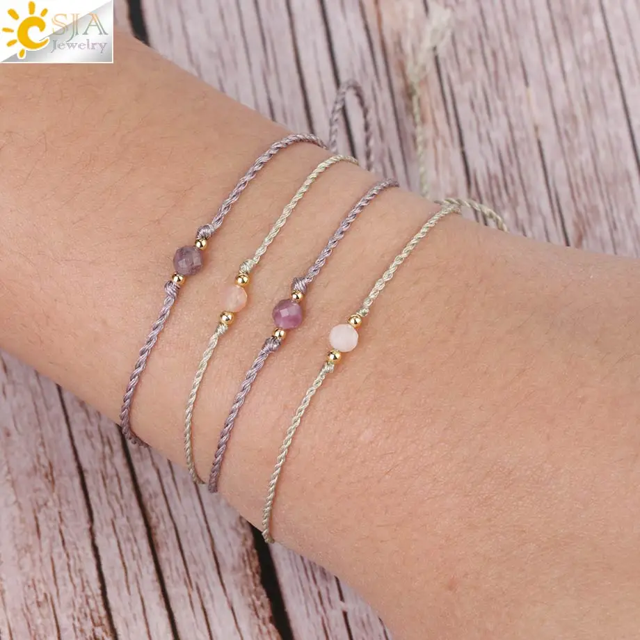 Ультра простой дизайн CSJA браслет для девочек натуральный маленький размер