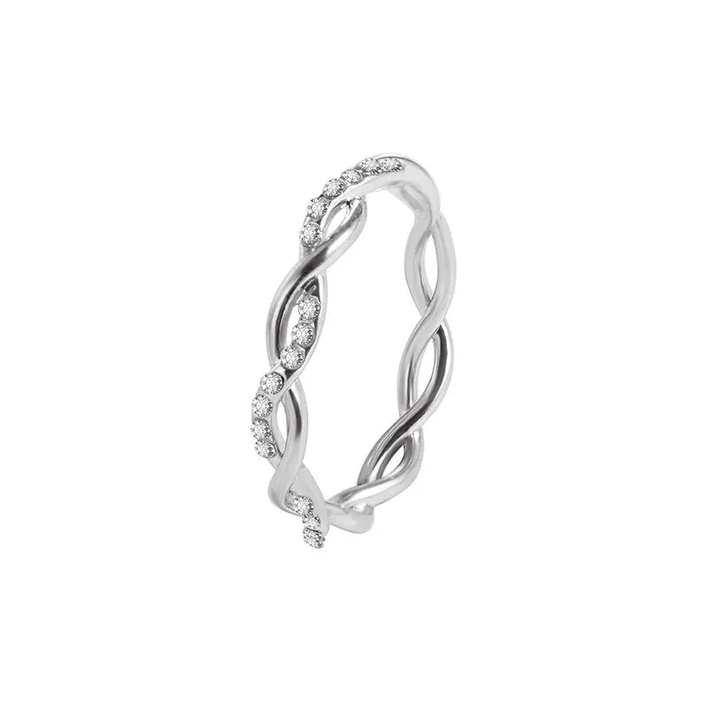 Silver Color Классические свадебные кольца с кристаллами для женщин, розовое золото, золотой цвет, элегантные обручальные кольца с цирконием, простые кольца в подарок, ювелирные украшения - Цвет основного камня: Silver Color