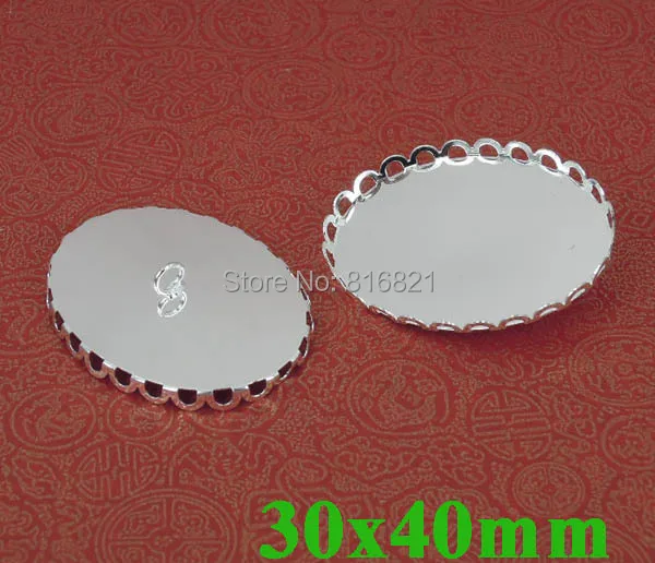 Новинка овальные основы с серебристым покрытием 30x40 мм кружевная кромка поднос