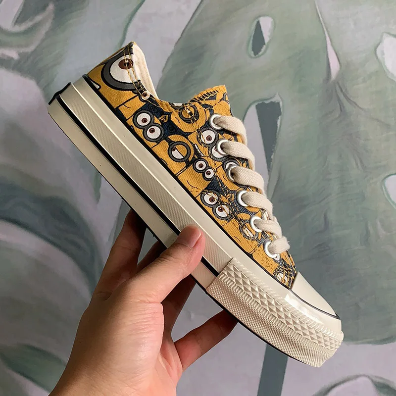 ZDW women's shoes fashion breathable vulcanized hand-painted printing low canvas wild cartoon graffiti white | Обувь
