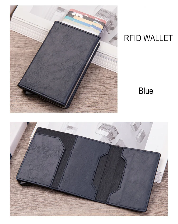 DIENQI Анти Rfid id держатель для карт Чехол Мужской кожаный металлический кошелек мужской кошелек для монет женский мини карбоновый кредитный держатель для карт на молнии