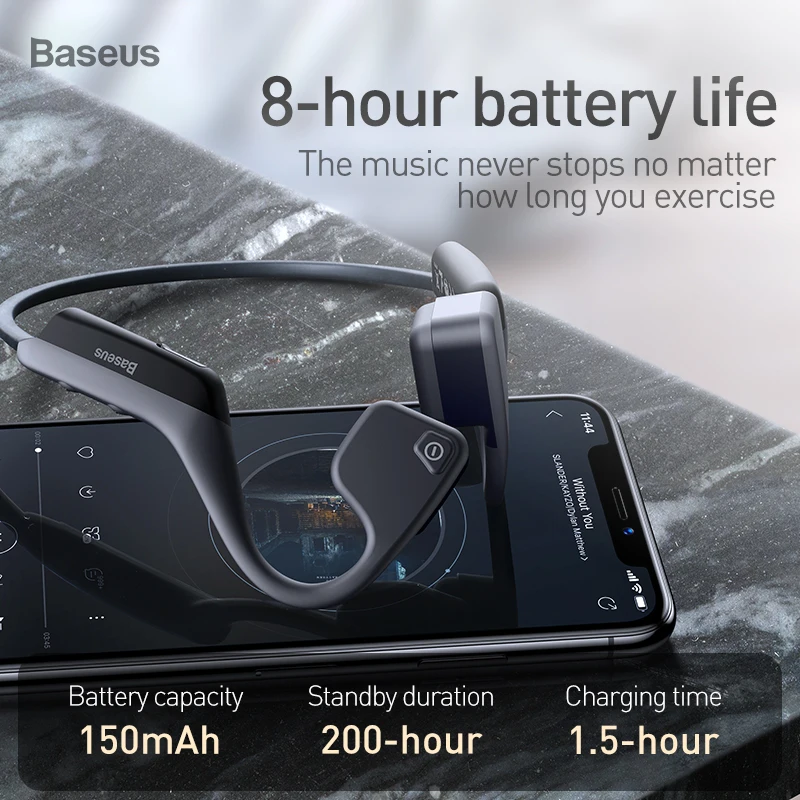 Baseus Bluetooth 5,0, наушники с костной проводимостью, беспроводные Bluetooth наушники, спортивные стерео наушники, гарнитура для iPhone, Xiaomi Pad
