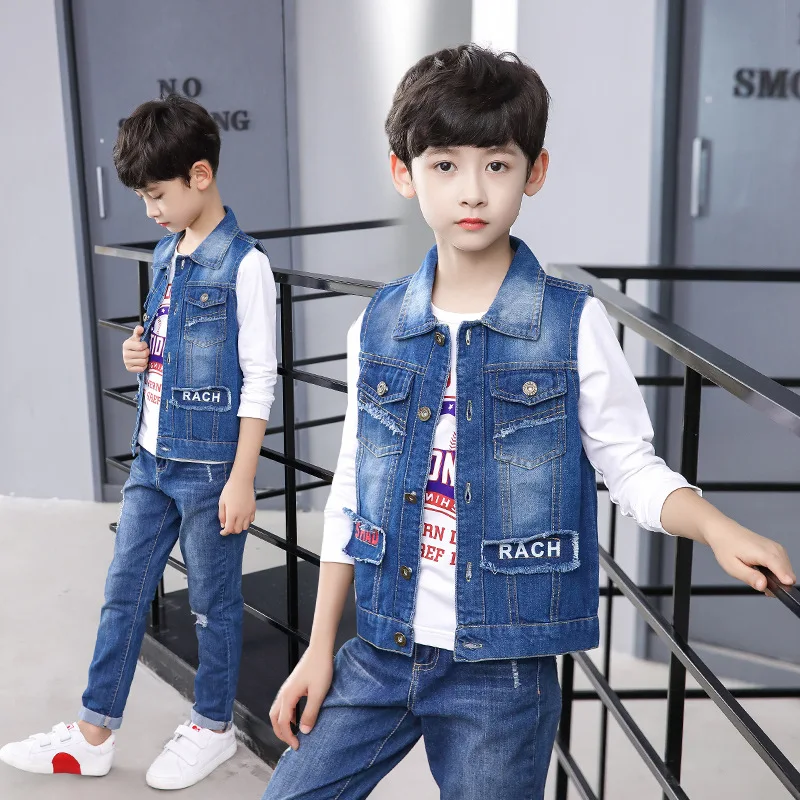 Boys Fashion Denim Vests Autumn Children Casual Cowboy Waistcoats Child Girls Jeans Outdoor Vest Waistcoat